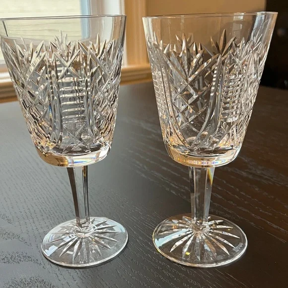 2 Waterford Water Goblets Crystal Clare (Cut) Pattern